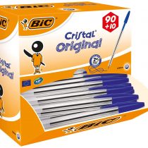 BIC Cristal Original Comfortable Ballpoint Pens - Value Pack of 100 - Blue Colour- Medium Point (1.0 mm)