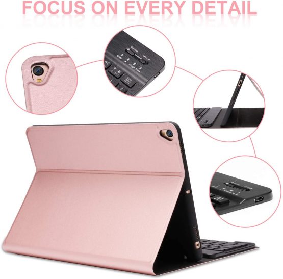 DINGRICH iPad 8th Generation Keyboard Case, 10.2 inch Detachable Bluetooth 7 Colors Backlit keyboard, Fit with iPad 9th/8th/7th Generation/iPad Air 3/iPad Pro 10.5 inch, Rose Gold - Image 4