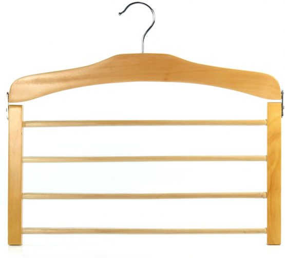 HANGERWORLD 3 Wooden 4 Tier Trouser Bar Coat Clothes Storage Organiser Hangers - Image 2