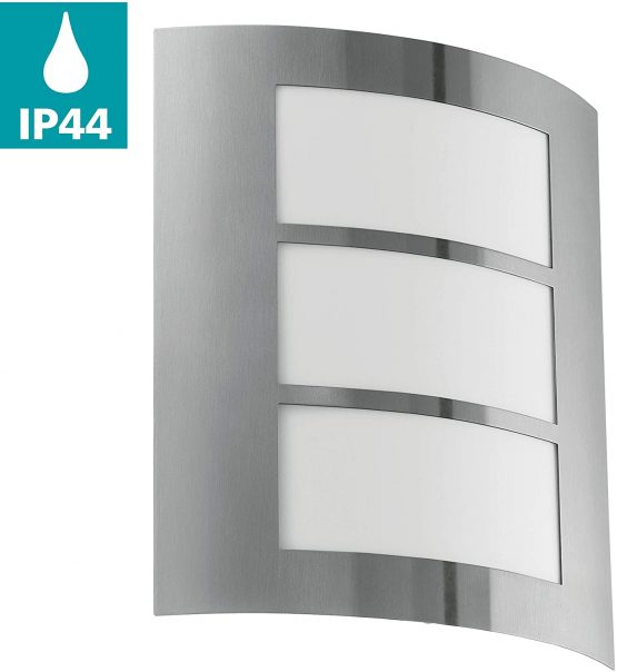 EGLO City Outdoor Wall Light Stainless Steel E27 15 W – Outdoor Lighting (Wall Light for Outdoor, Stainless Steel, Stainless Steel, IP33, Entrance, Garden, Patio, I)