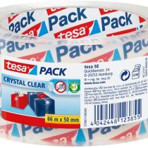 tesapack Crystal Clear Packing Tape for Packaging of Heavy Cartons and Parcels, 66 m x 50 mm