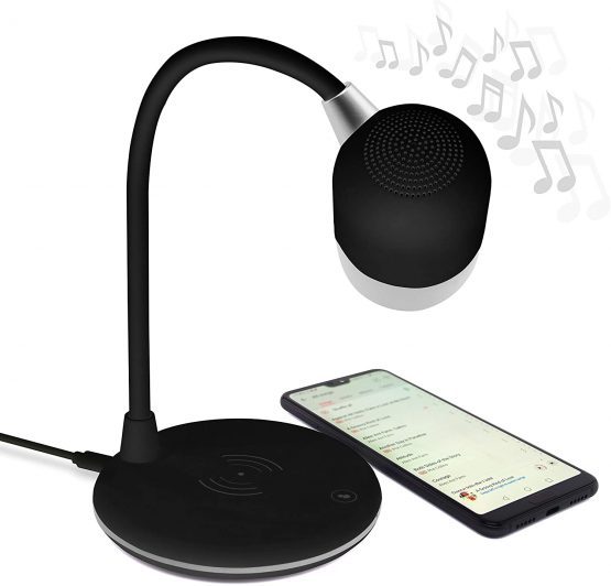 Groov-e Apollo Touch Control LED Desk Lamp with Built-In Wireless Charger & Bluetooth Speaker, black - Image 3
