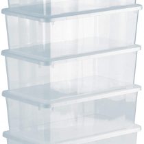 Grizzly 5 x Small Storage Boxes with Lids - 5 Litre - 13.2x7.9x4.3 inch (33.5x20x11 cm) - Stackable Clear Containers - Transparent Organiser