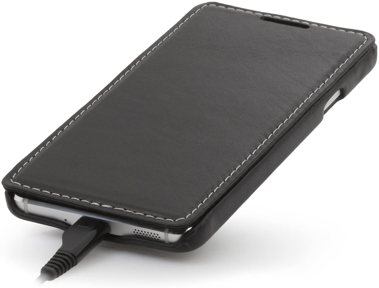 StilGut® Book Type, Leather Case for Samsung Galaxy Alpha Black Nappa without Clip - Image 4