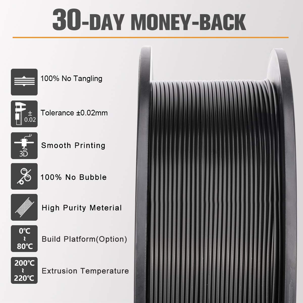 SUNLU PETG Filament 1.75mm Black - Image 3