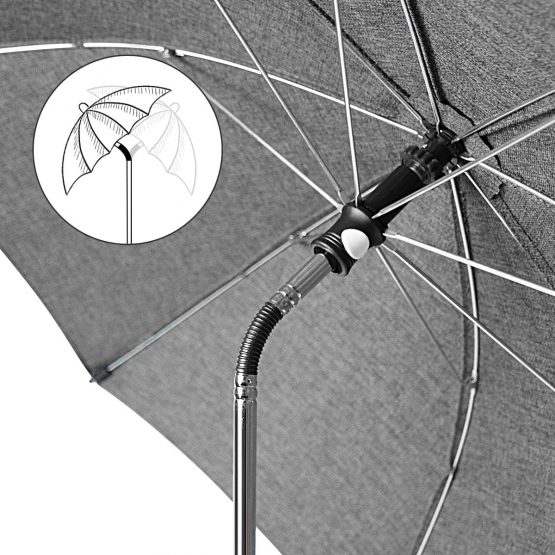 RIOGOO Baby Pram Umbrella Universal Parasol Umbrella 50+ UV Baby and Infant Sun Protection Umbrella with Umbrella Handle for Pram, Stroller, Pushchair and Buggy-Grey - Image 2