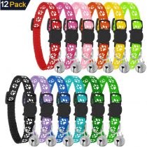 BOW CALICO Reflective Cat Collars with Bells, Safe Quick Release Cat Collar, Adjustable to Fit All Domestic Cats(12 Pack)
