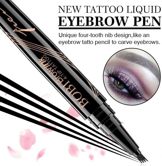 Eyebrow Pencil - Tattoo Eyebrow Pen with Fork Tip Long-lasting Waterproof Microblading Eyebrow Pen and Smudgeproof Brow Pen for Naturally Defined Eyebrows(Dark Brown) - Image 2