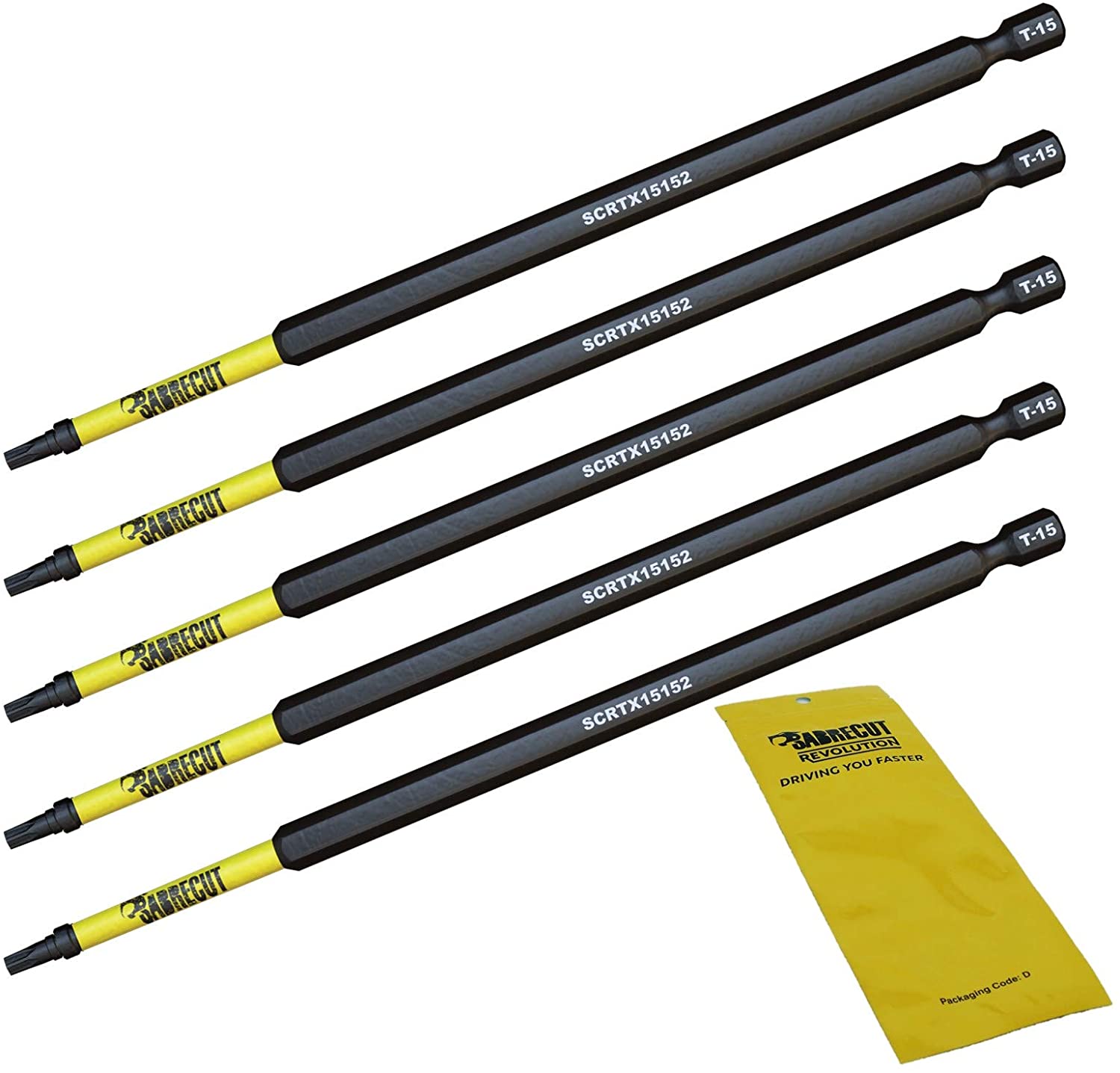 5 x SabreCut SCTX15152_5 152mm T15 TX15 Magnetic Impact Screwdriver Driver Bits Set Torx Heavy Duty