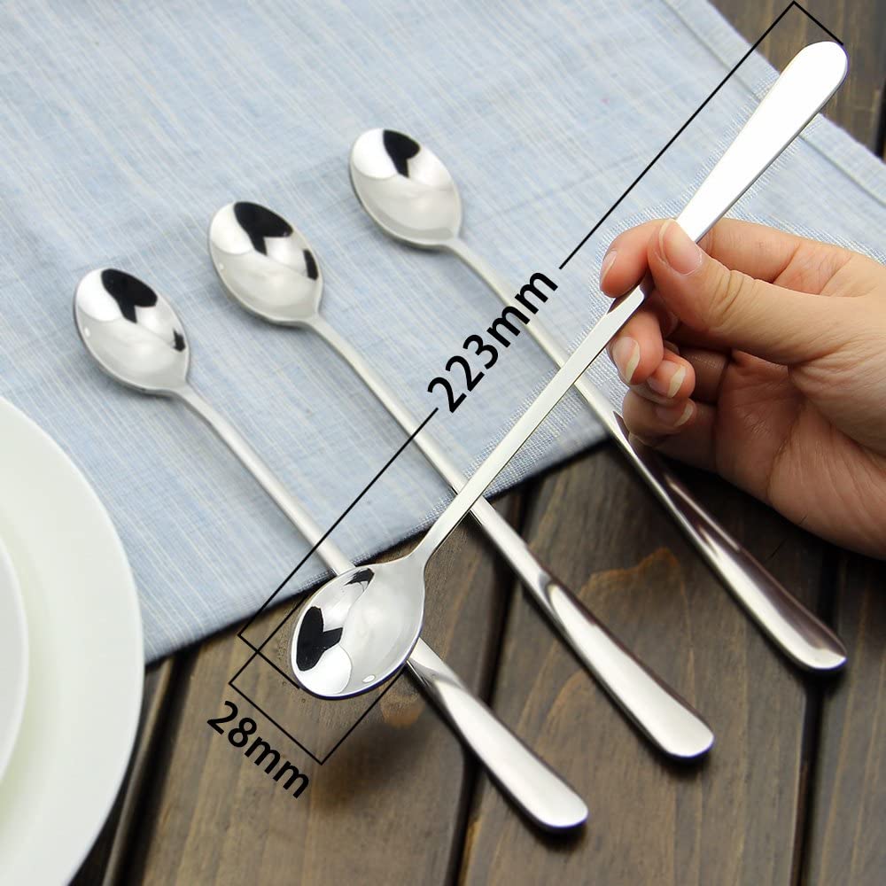 AOOSY Latte Spoons,9-Inch Stainless Steel Long Handle Stirring Spoon Mixing Coffee Spoon Set for Iced Tea Dessert Cocktail Ice Cream Sundae(Set of 8) - Image 3