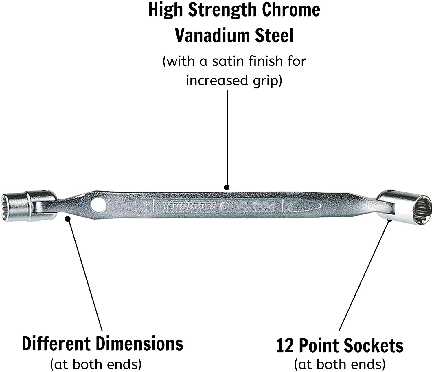 TengTools - Articulated Double Spanner 10 x 11 mm, Silver, 10x11mm - Image 2