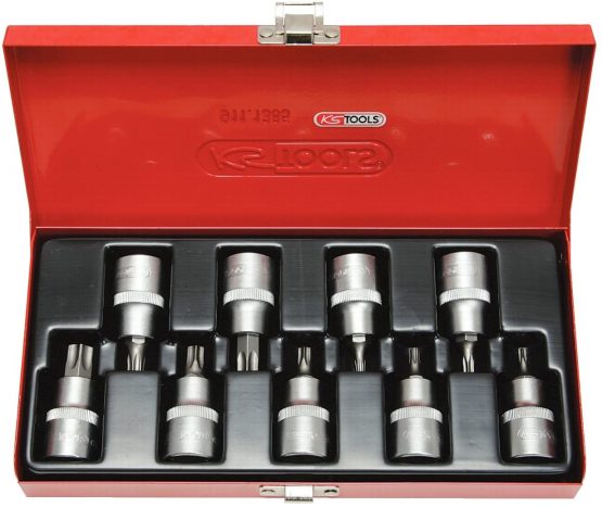 KS Tools 911.1385 TX bit socket set, 9 pcs, 1/2",T20-T60