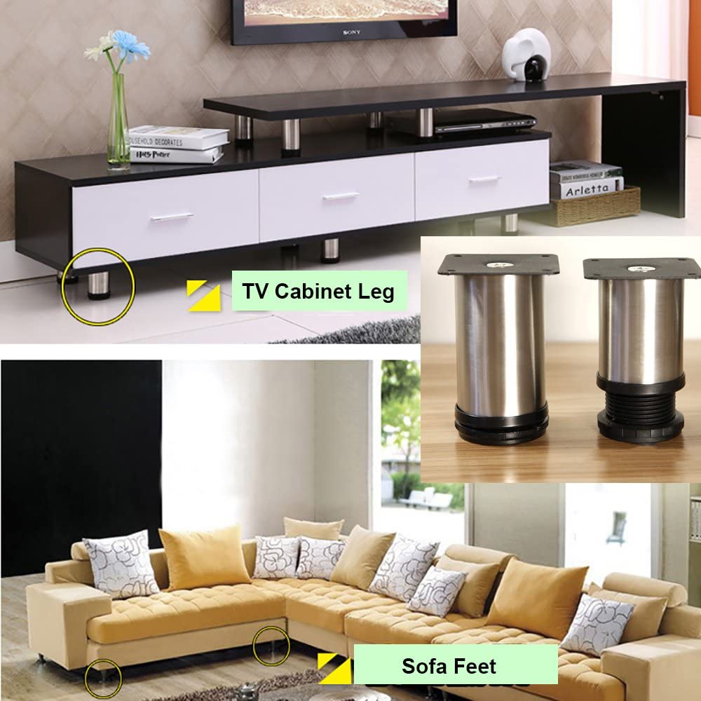 Qrity 8 Pcs Adjustable Furniture Cabinet Legs, Total 80-95mm, Table Desk Cabinet Cupboards Bed Support Feet with Screws - Image 4