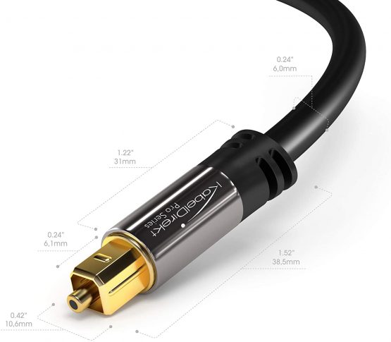 KabelDirekt – 2m Optical Digital Audio Cable/TOSLINK Cable (TOSLINK to TOSLINK, fibre optic cable, for Home Theater, PS4, XBOX) PRO Series - Image 3