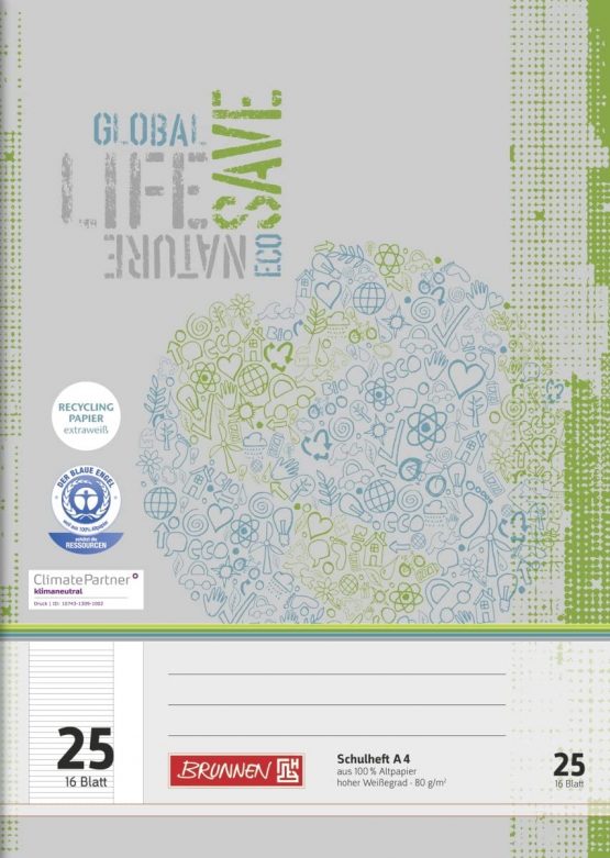 Brunnen 104412501 Exercise Book Recycled A4 (16 Pages Lined with Margin) Type 25 - Image 2