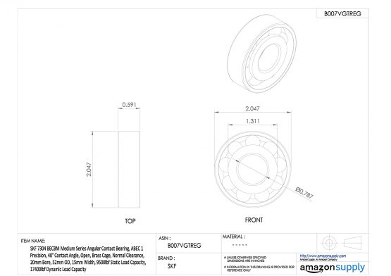 SKF 7304 BECBM Angular Contact Radial Ball Bearing, steel - Image 2