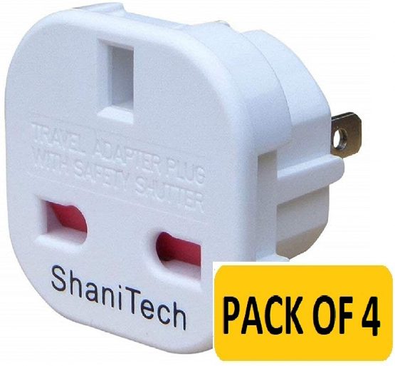 ShaniTech Pack of 4 Travel Adaptor Plug Suitable for UK to USA, Canada, Mexico, Australia, New Zealand Refer to Description for Country List