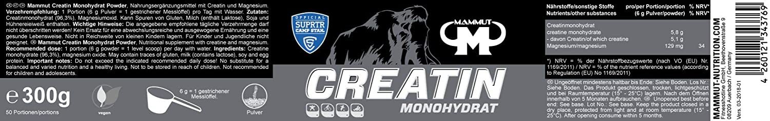Mammut Creatine Monohydrate Powder 300gm, 300g Packet, 300 g - Image 4