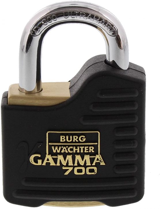 BURG-WÄCHTER Padlock, 9 mm Shackle Thickness, Ultra Hard, Drilling and Pinching Protection, Incl. 2 Keys, Gamma 700 55 SB
