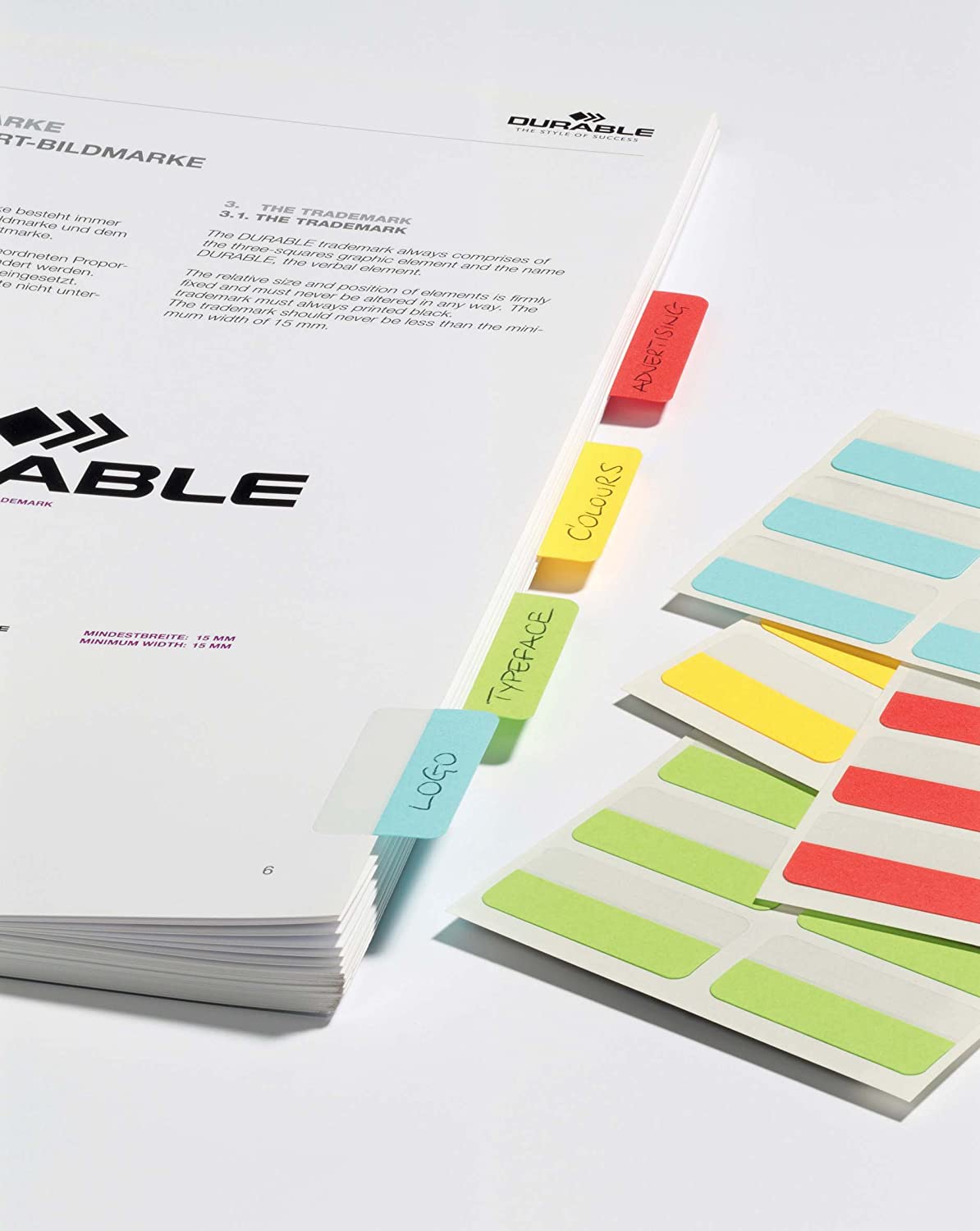 Durable Quick Tab Self-Adhesive Index Tabs, sorted, 40mm width - Image 2