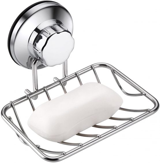 iPEGTOP Super Powerful Vacuum Suction Cup Shower Soap Dish - Strong Rustproof Stainless Steel Soap Sponge Holder for Bathroom & Kitchen - Image 2