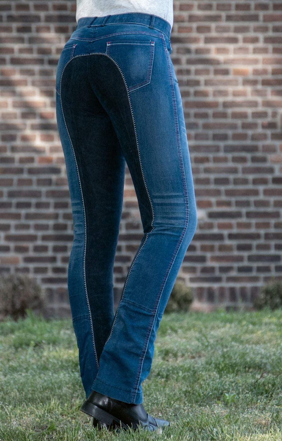 HKM Girl's Summer Denim Jodhpur Riding Breeches, Jeans Blue/Deep Blue, 14/15 Years, Denim Blue/Dark Blue, 14-15 Years - Image 3