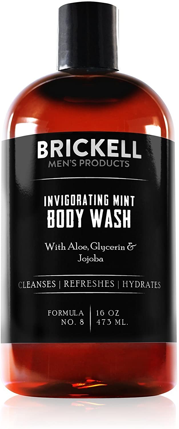 Brickell Men's Invigorating Mint Body Wash for Men Natural and Organic Deep Cleaning Shower Gel with Aloe, Glycerin