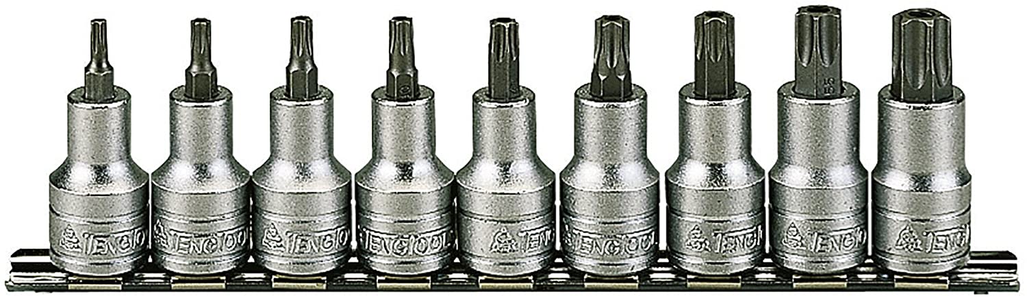 Teng M1213TX 1/2-inch Socket Clip Rail TX Drive (9 Pieces), Variety pack