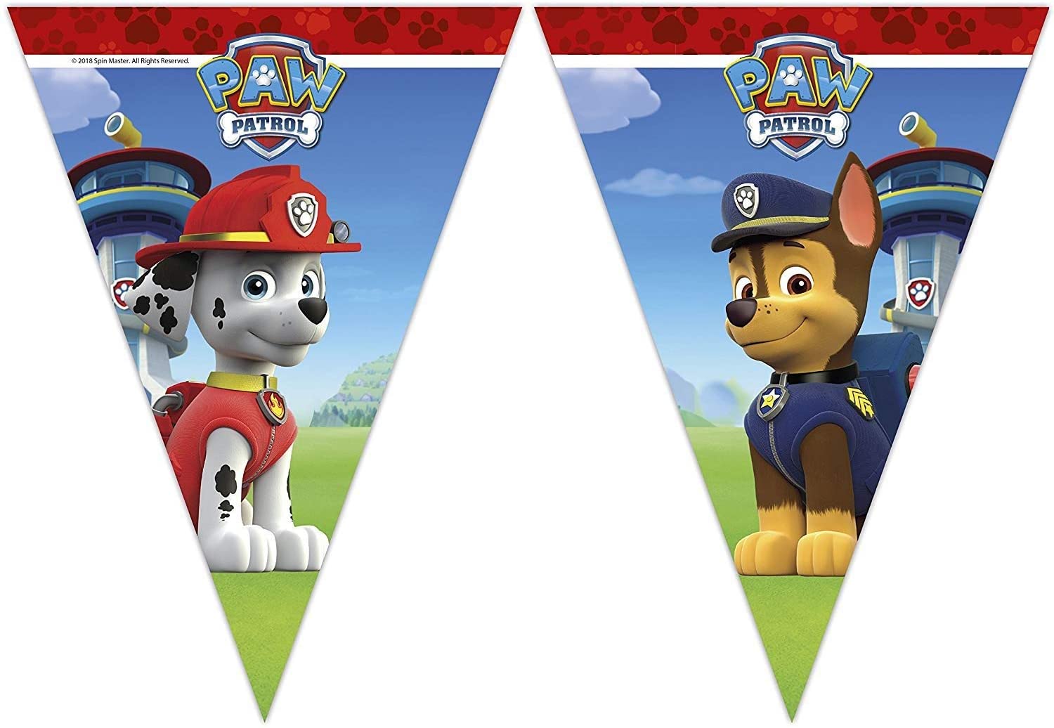 Spin Master PAW Patrol Triangle Flag Banner 9 flags, Multi-coloured, Taglia Unica