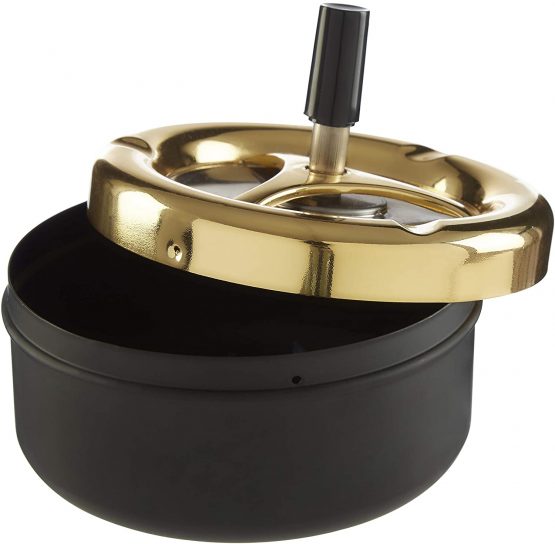 Premier Housewares 305223 Spinning Ashtray, Matte Black/Gold Finish, Small - Image 4