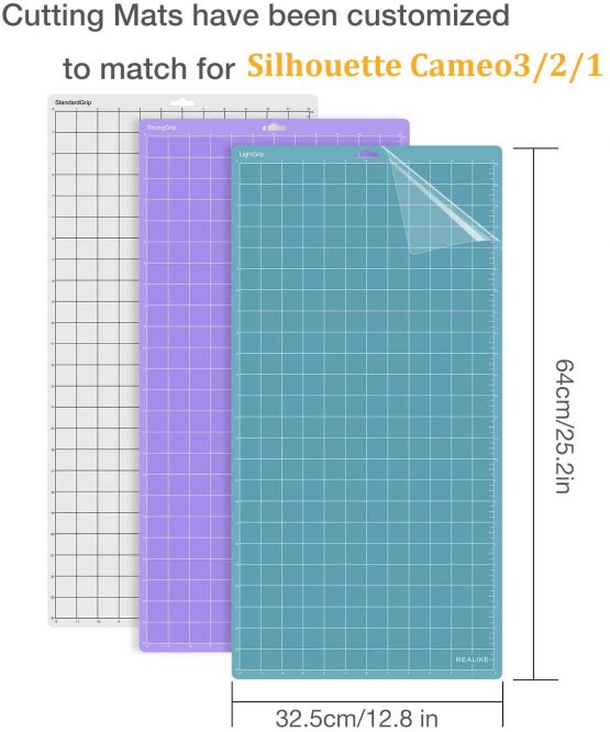 REALIKE Cutting Mat for Silhouette Cameo3/2/1, 3Pack Replacement 12X24 inch Vinyl Variety Grip Cutting Mat for Craft Sewing. - Image 2