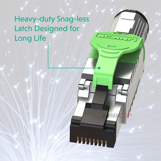 LINKUP - RJ45 Connectors Cat6A (12 Pack) Shielded Metal Die-Cast Field Modular Termination Plug | 10G Easy Internet Tool Free Plugs | For Cat6A up to 22AWG Solid Bulk S/FTP Ethernet Cable [Black] - Image 4