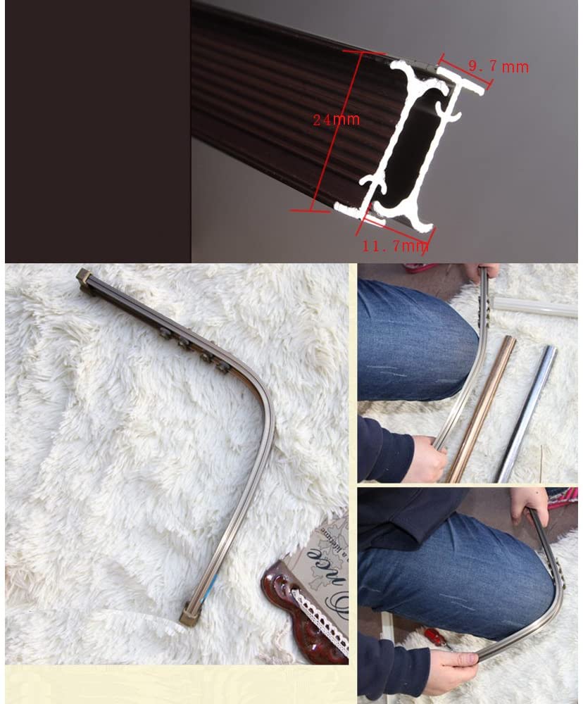 Brown Aluminum Metal Alloy Pole Bendable Flexible Window Curtain Track (100cm Ceiling Mount) - Image 3