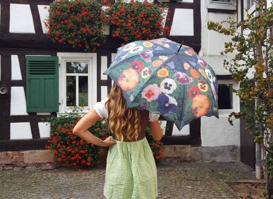 VON LILIENFELD® Folding Pocket Umbrella Automatic Lightweight auto open Telescopic Motif Flowers Women Pansies - Image 4