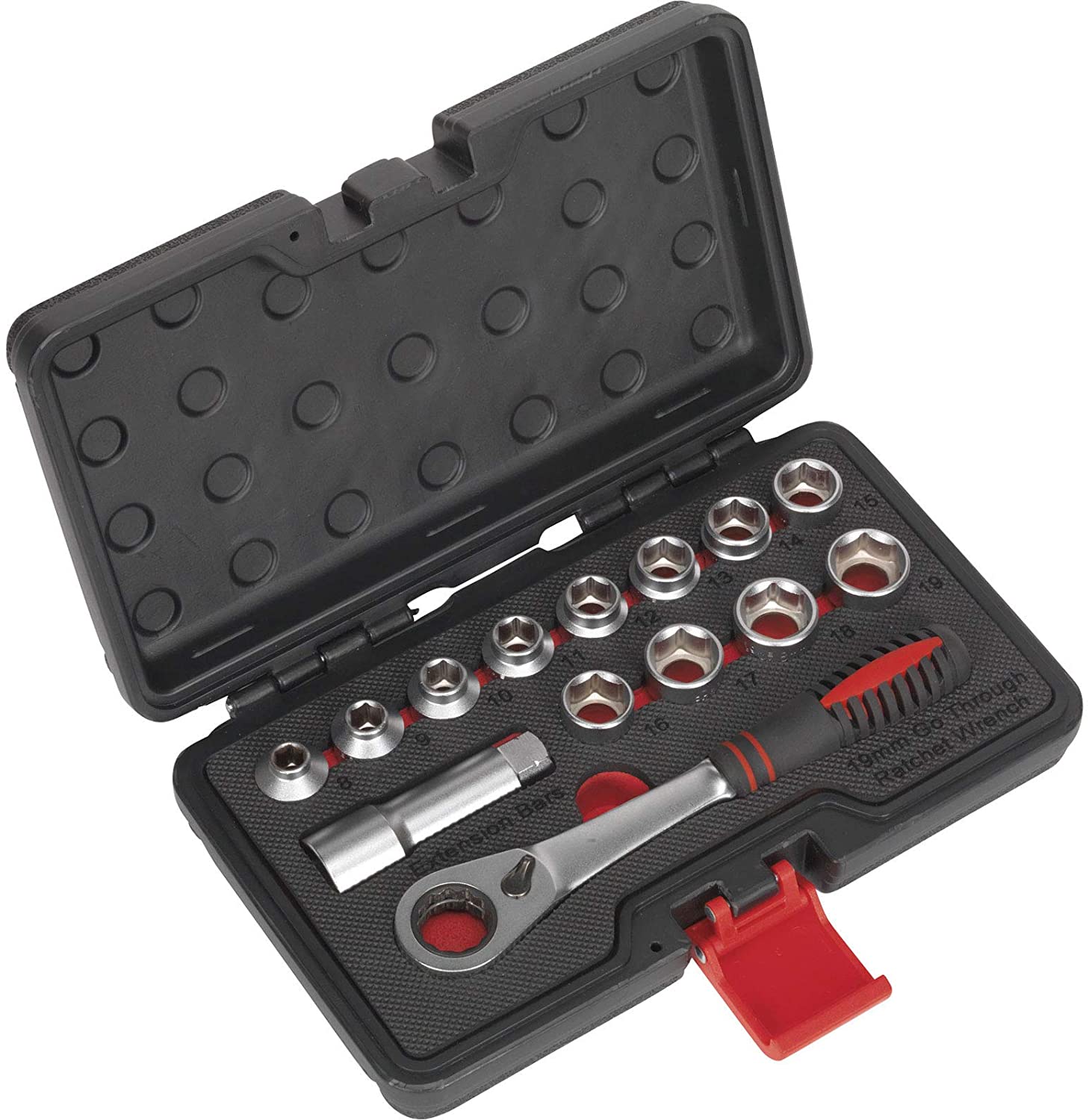 Sealey Ak6926 Socket Set 14Pc Go-Through Low Profile Walldrive Metric, Multicoloured, Variety Pack