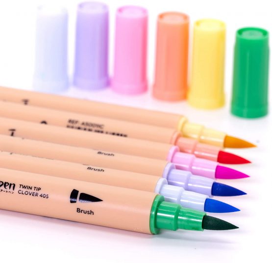 Dingbats Atopen 6-Pack Dual Tip Fineliner / Brush Pens for Calligraphy and Art Drawings (Pastel Set) - Image 3