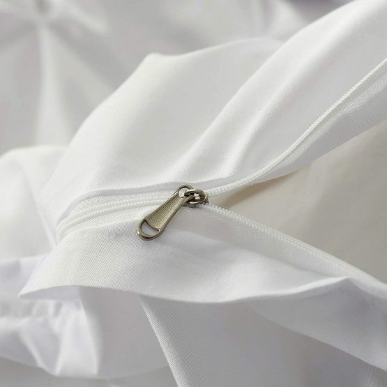 White Pintuck Duvet Cover Set 2 Pieces Pinch Pleat Bedding Quilt Cover Set, Lightweight Microfiber Bedding Single Size 135x200cm - Image 4