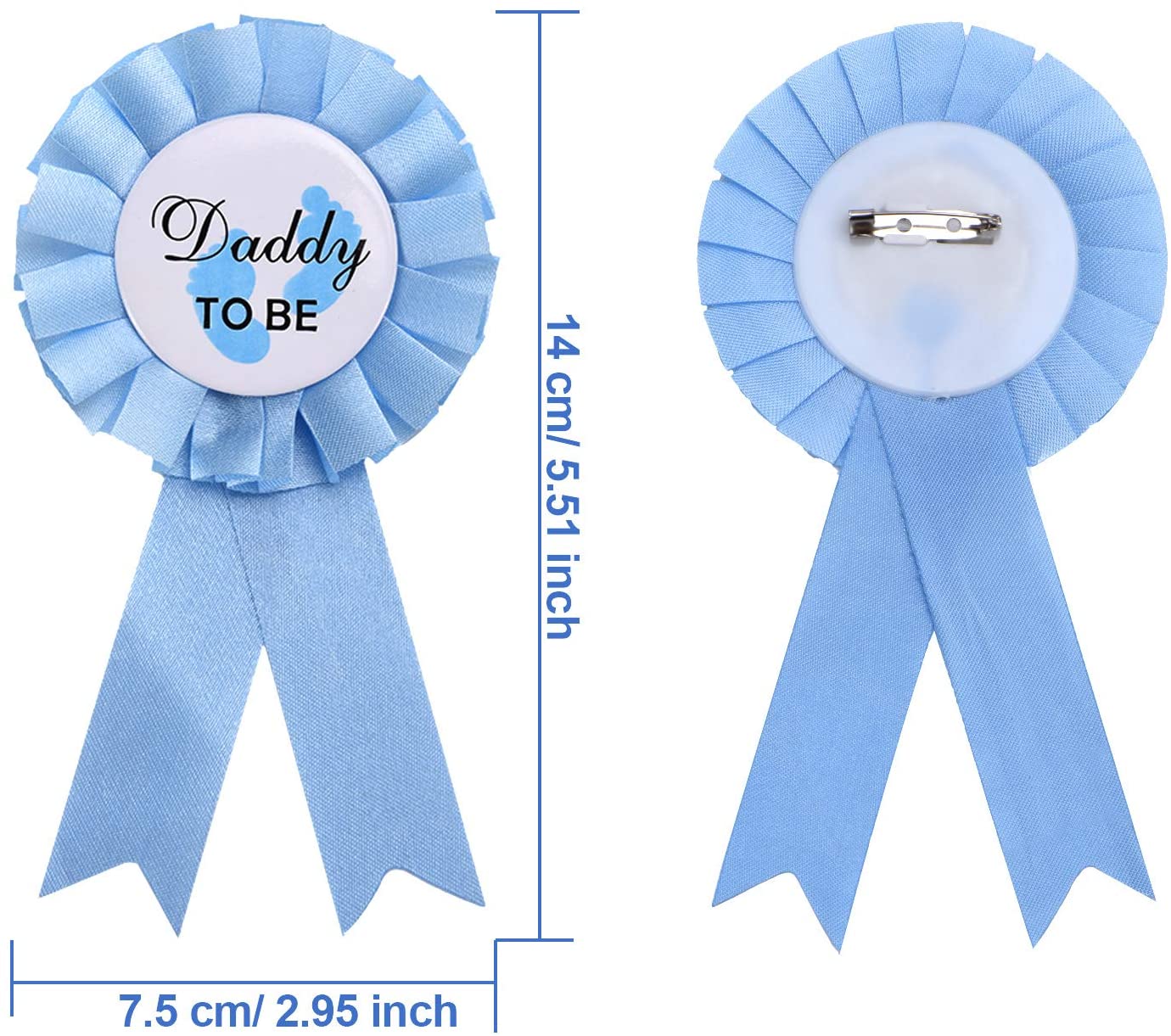Willbond 2 Pieces Daddy and Mommy to Be Tinplate Badge Pin Gender Reveal Button Pins New Daddy Mom Gifts for Baby Shower Party Celebration Pink and Blue - Image 3