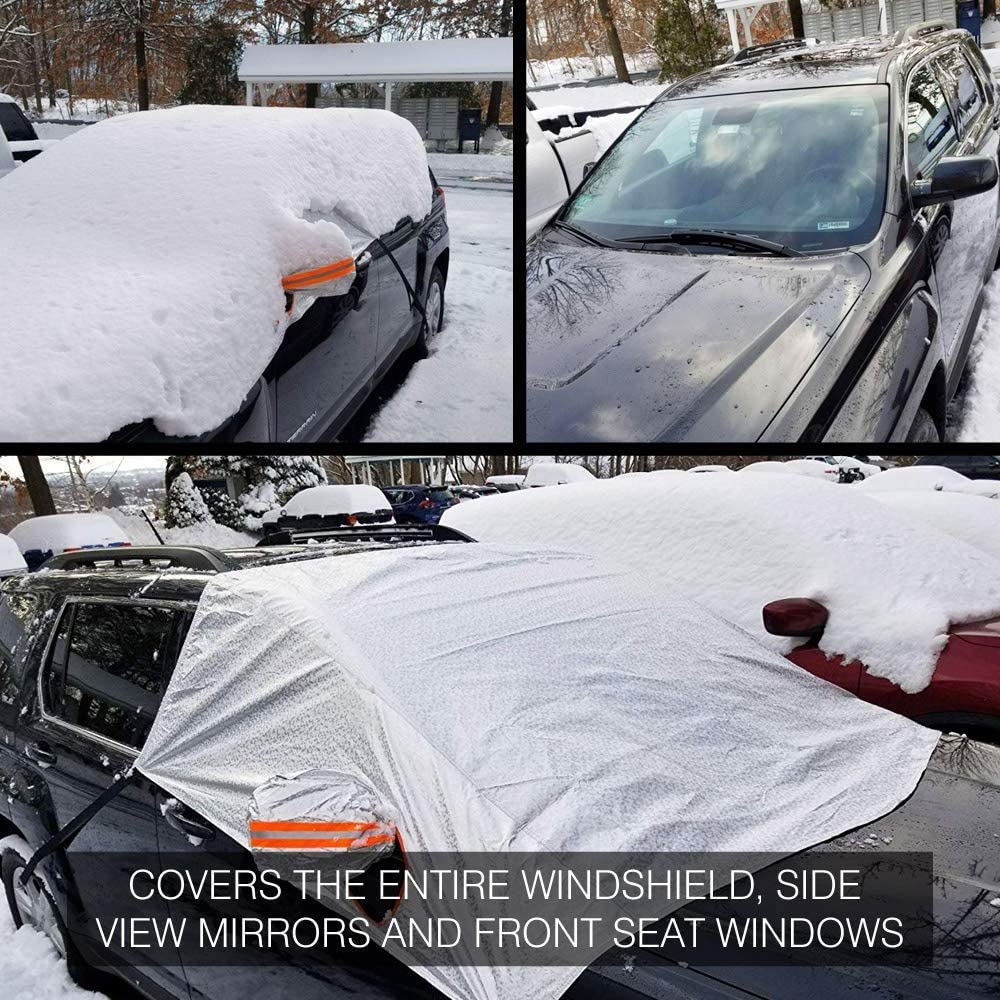Delixike Car WindScreen Snow Cover,Car Waterproof Windshield Winter Cover For Ice,Snow,Frost Protection,Extra Large Size with Mirror Covers Fits for Most Vehicles - Image 2