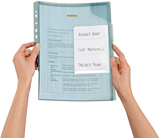 Leitz Combifile Tab Folder A4, Clear Blue Matt Finish, Top Left Open, 200 Micron Polypropylene, Pack of 3, 47290035 - Image 2