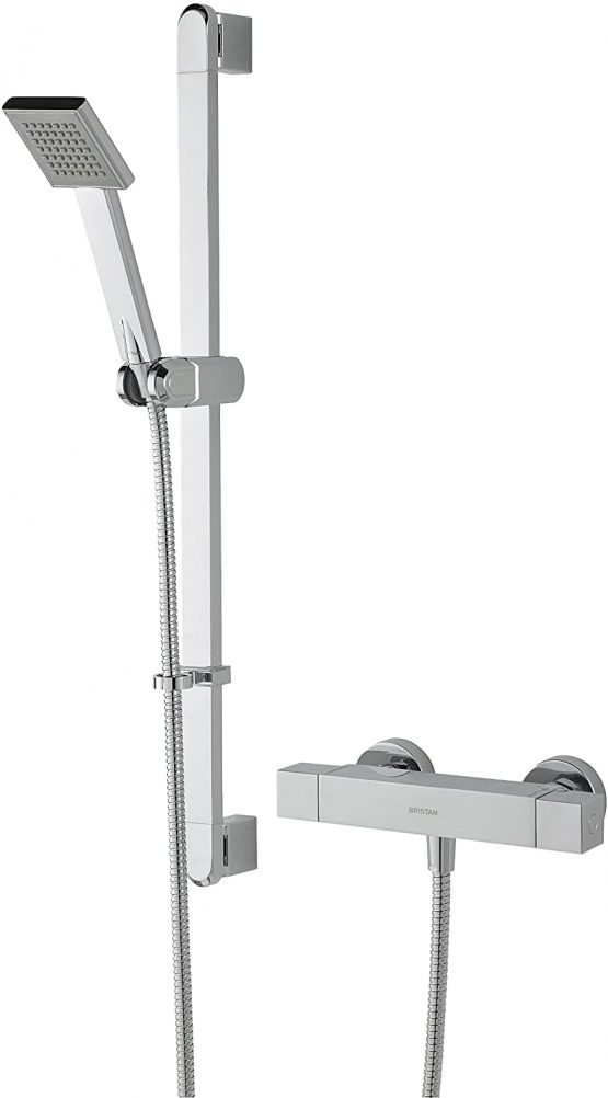 Bristan QD SHXSMFF C Quadrato Exposed Bar Shower with Riser Kit
