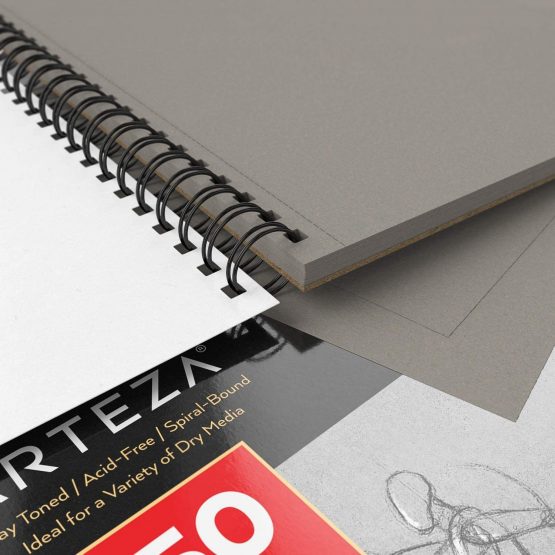 Arteza 22.9 x 30.5 cm Grey Toned Sketch Pad, 2 Pack, 100 Sheets, 120gsm, Spiral-Bound, 50 Sheets Each, Heavyweight Paper, Art Supplies for a Variety of Dry Media - Image 3
