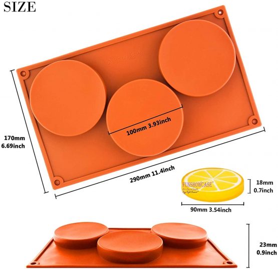 2PCS 3-Cavity Large Round Disc Cake Moulds Silicone Resin Coaster Mould Candy, Pie, Custard, Mousse Cake Pan Baking Molds - Image 3