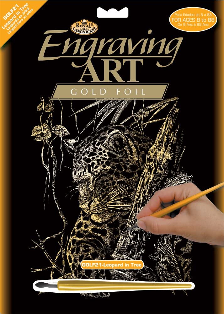 Royal & Langnickel Gold Engraving Art A4 Size Leopard in Tree Designed Painting Set - Image 3