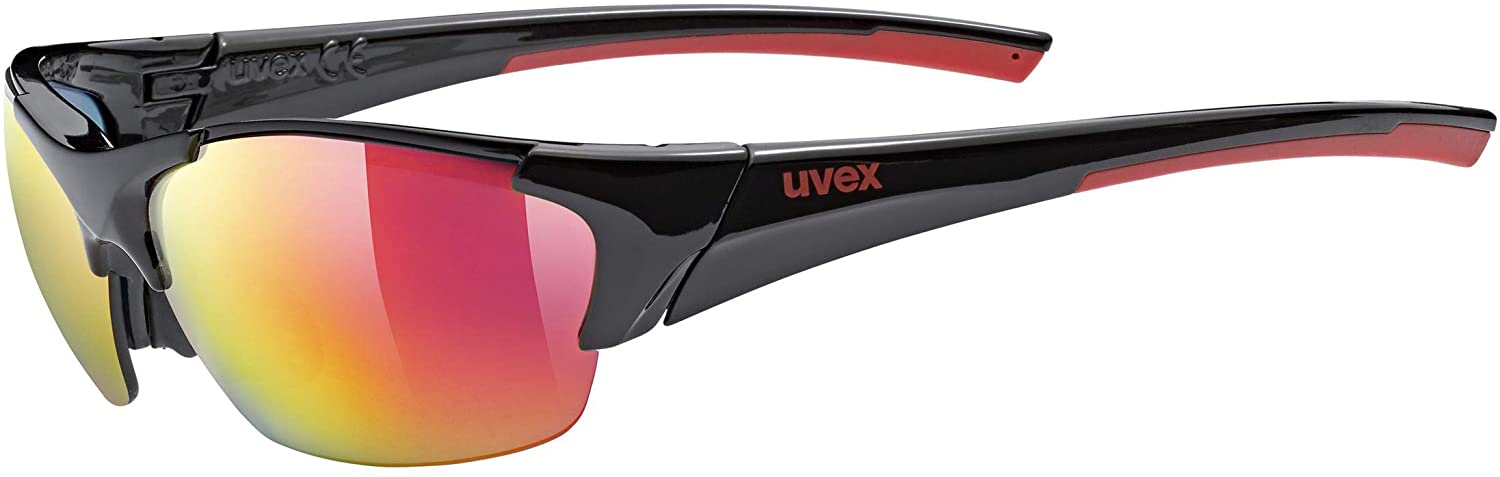 uvex Blaze III, Sports Sunglasses for Men and Women, incl. Interchangeable Lenses, Comfortable & Non-Slip, Black Red Matt/Red