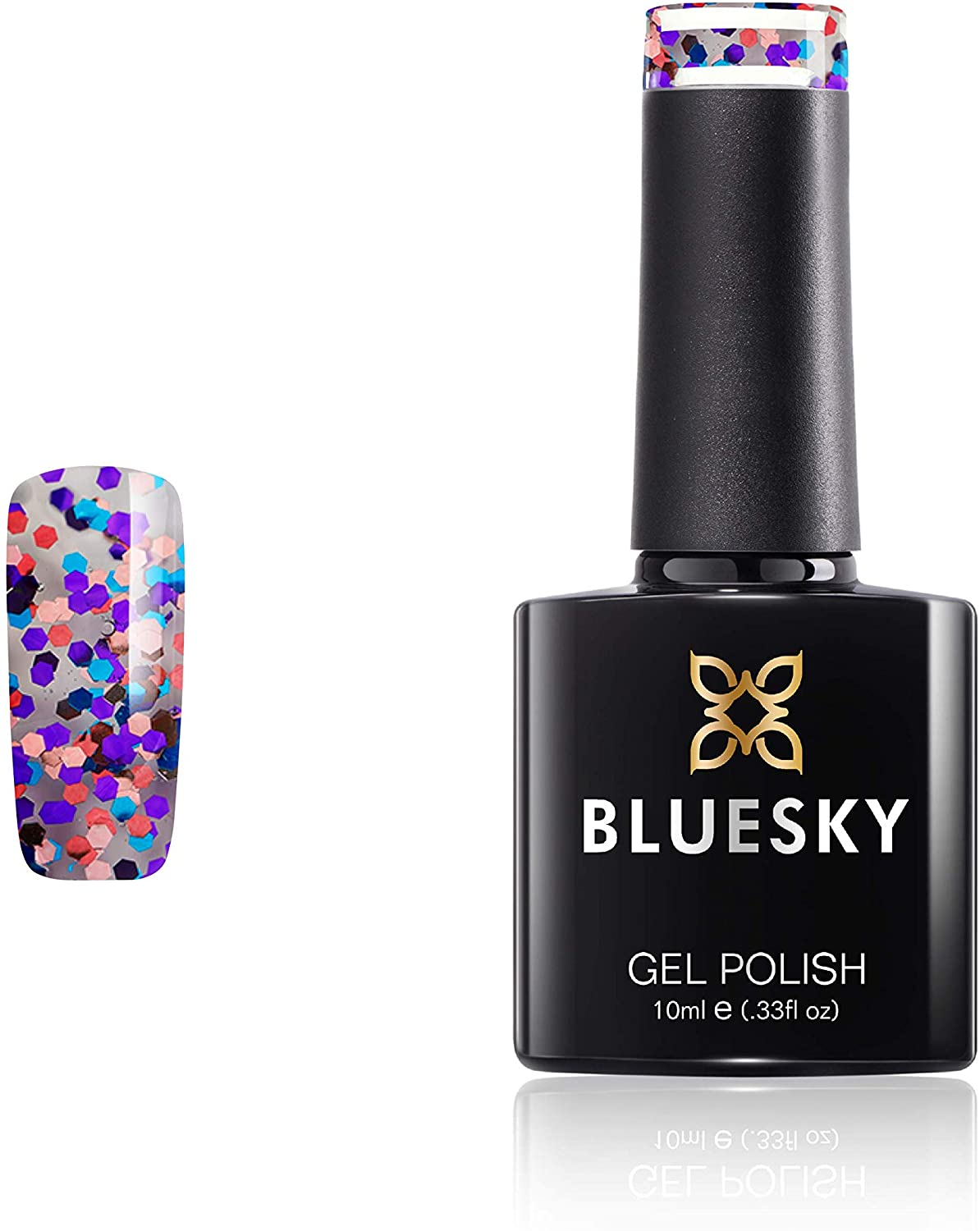 Bluesky Gel Nail Polish, Ibiza Sum1916, Chunky Glitter, Glitter, Summer Long Lasting, Chip Resistant, 10 ml (Requires Drying Under UV LED Lamp)