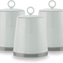 Morphy Richards 976007 Dune Kitchen Storage, Tea Coffee Sugar Set of 3 Canisters, Sage Green, 1
