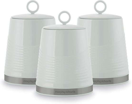 Morphy Richards 976007 Dune Kitchen Storage, Tea Coffee Sugar Set of 3 Canisters, Sage Green, 1