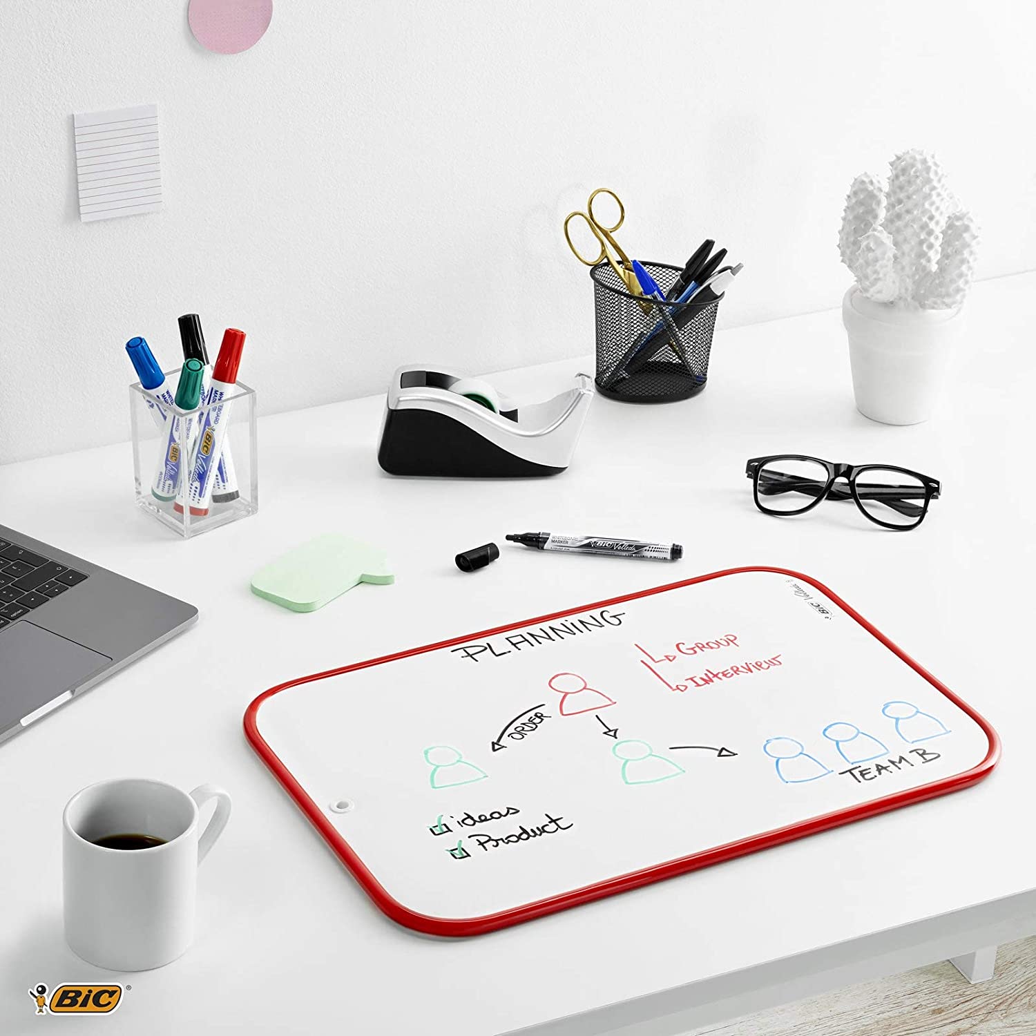 BIC VELLEDA Dry Wipe White Board 60 x 90cm Double-sided board, W60 x H90 cm - Image 4