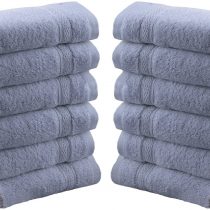 Casabella Pack Of 12 100% Cotton Face Cloth Towels Flannels Wash Cloth 550 Gsm (12 Pieces Set, White)